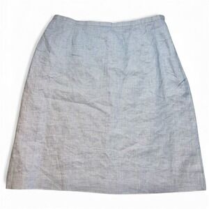Talbots Irish Linen Skirt Blue White Micro Check A-Line Knee Length NWT‎ Size 12